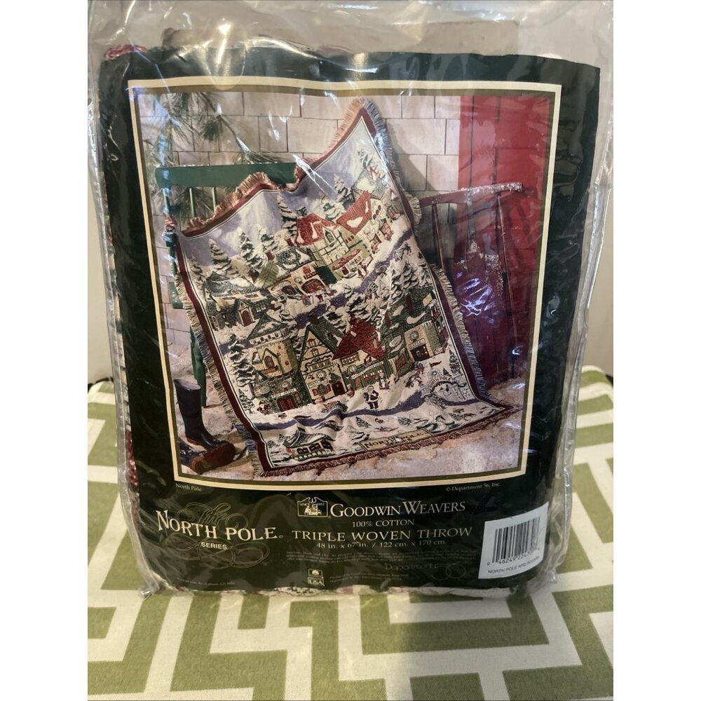 Vtg Dept 56 Goodwin Weavers North Pole Series Triple Woven Cotton Throw Blanket